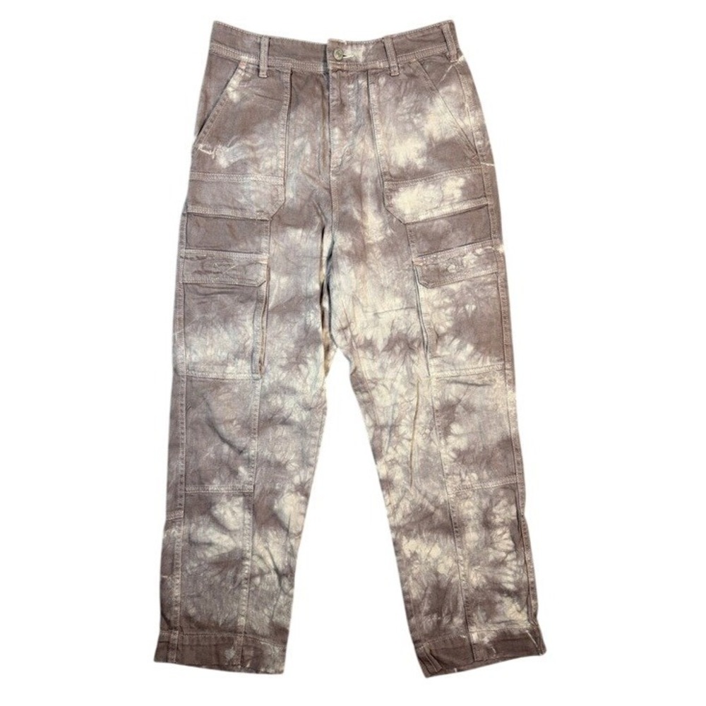 Free People Taupe and Cream Wide-Leg Cargo Pants